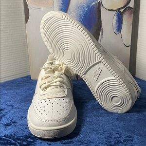 Women’s Nike Court Vision Cream Low-Top Sneakers, size 9.5 new without tags.